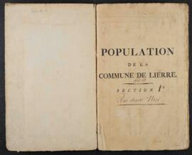 Bevolking Lier. Jaar 12. 1803. 1ère section Rechtestraat Noord.