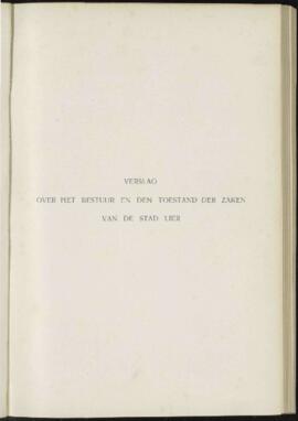 Verslag over het bestuur en de toestand der zaken van de stad Lier