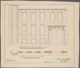 A. Alpaerts, tekening: De voorgevel van de Rijksnormaalschool (2/100)