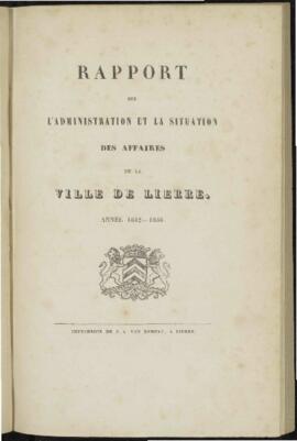 Rapport sur l' administration et la situation des affaires de la ville de Lierre