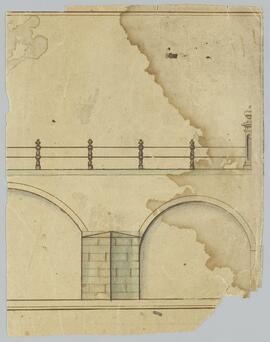 T.J. Boeckx, tekening: Vooraanzicht van een brug met kaapstander (brug Rechtestraat ?)