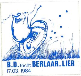 B.D. tocht Berlaar-Lier / Voet in het gras (blauw op wit)