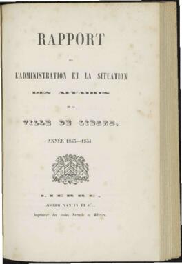 Rapport sur l' administration et la situation des affaires de la ville de Lierre