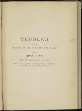 Verslag over het bestuur en de toestand der zaken van de stad Lier