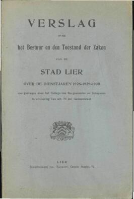 Verslag over het bestuur en de toestand der zaken van de stad Lier