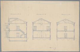 Tekening: Rijksnormaalschool: doorsneden; toestand voor WO I