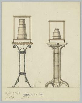 Tekening: 2 staanders voor 2 kuipen