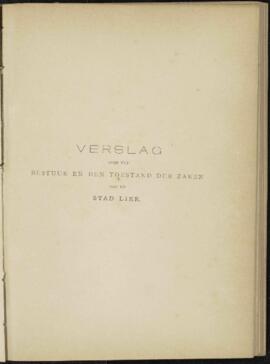 Verslag over het bestuur en de toestand der zaken van de stad Lier