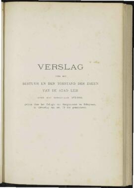 Verslag over het bestuur en de toestand der zaken van de stad Lier