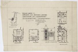 J. Meulepas, ontwerptekening: Ontwerp tot bouwen van een werkplaats en een droogtoren aan de gebouwen Huybrechtstraat (1/100)