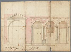 Frans Van der Linden, tekening: Detail van de gevel van het wachthuis van het "gouvernement"