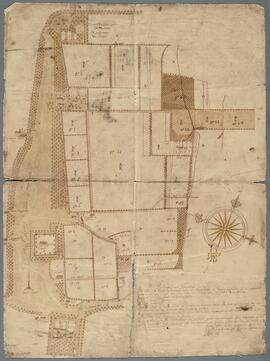 Frans Van der Linden, tekening: Verschillende hoeven op het Hagenbroeck (i.v.m. grensbetwisting tussen Lier en Vremde)
